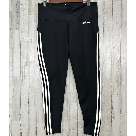 adidas Pants - Adidas Womens Climalite Athletic Leggings Sz Large 3 Stripes Fitness Sports EUC